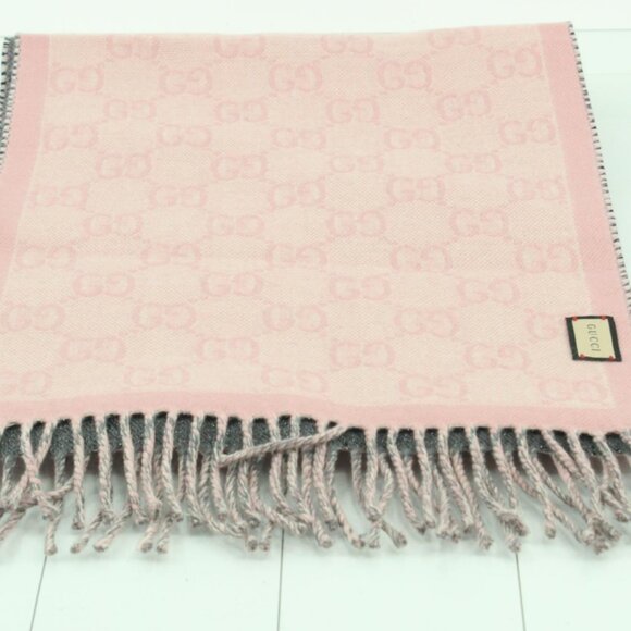GG patterned Scarf gray x pink - Picture 1 of 5